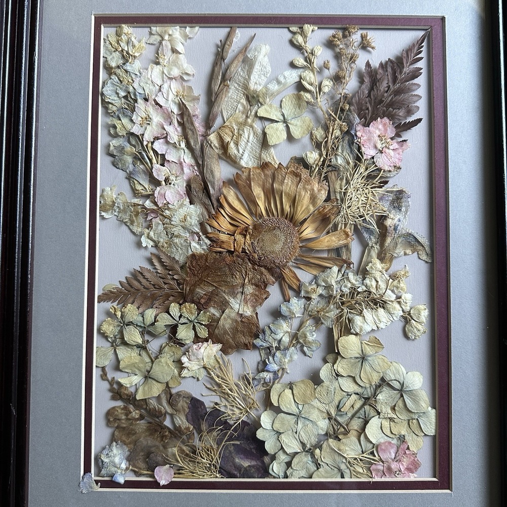 Vintage Floral Dried Flower Picture Wall Art 16x20 Inch Handmade Boho Farmhouse